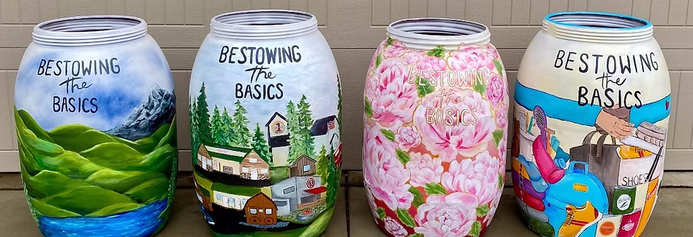 Bestowing the Basics donation collection bins at a drop-off location